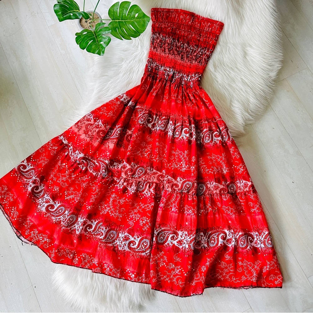 Paisley Lightweight Strapless Pullover Dress/Skirt, XS